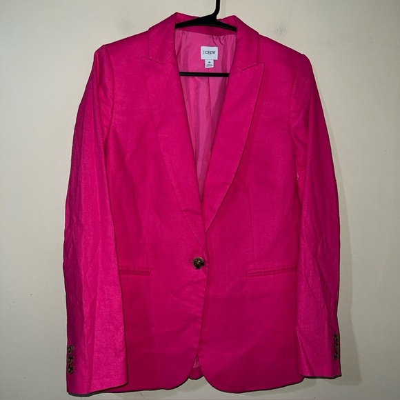 J. CREW Linen-blend one-button blazer pink Size 6 - Picture 5 of 9